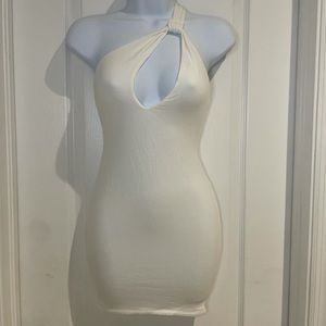 White keyhole mini dress
